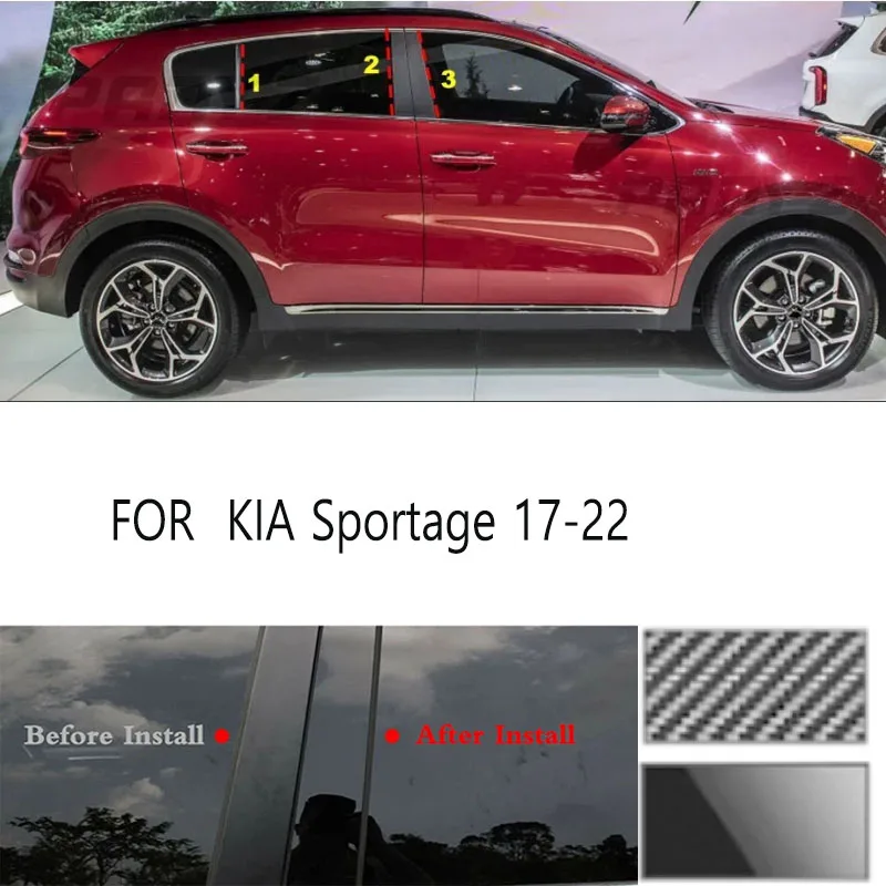 

For KIA Sportage 17-22 Glossy Black Window Door Column B C Pillar Post Cover Trim Auto Sticker Styling