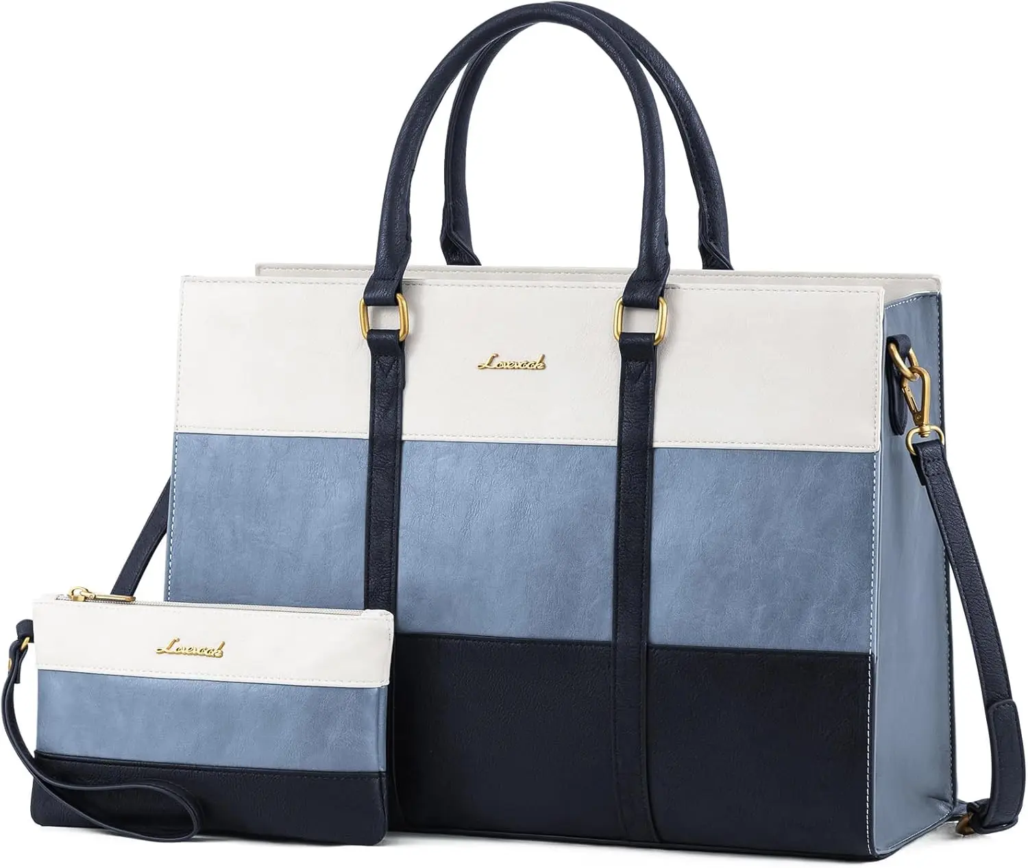 

Vintage Leather Laptop Tote Bag for Women, 15.6 Inch Waterproof Work Briefcase with Large Capacity