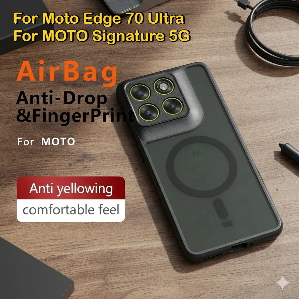 Coque magnétique en acrylique mat pour Motorola Signature Moto Edge 70 Ultra X70 Air Pro, compatible Magsafe, antichoc, transparente, rigide