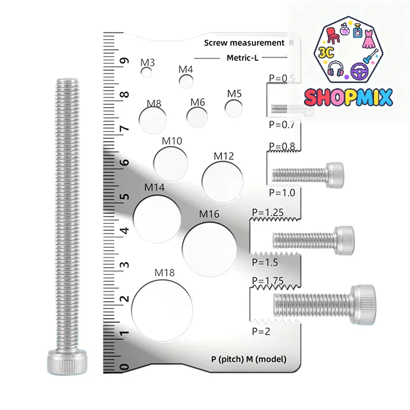 Thread Pitch Gauge Measurement Ruler For Screw Space Saving Measuring Gauge Tool For Bit Bolt Nut Screw Craft Industry And Home
