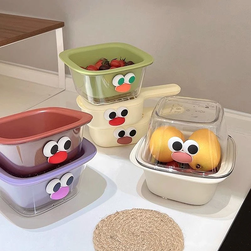 Creative Cute Thickened Double Layer Mini Drain Basket Multi-functional Household Fruit Snack Storage Basket Kitchen Accessories