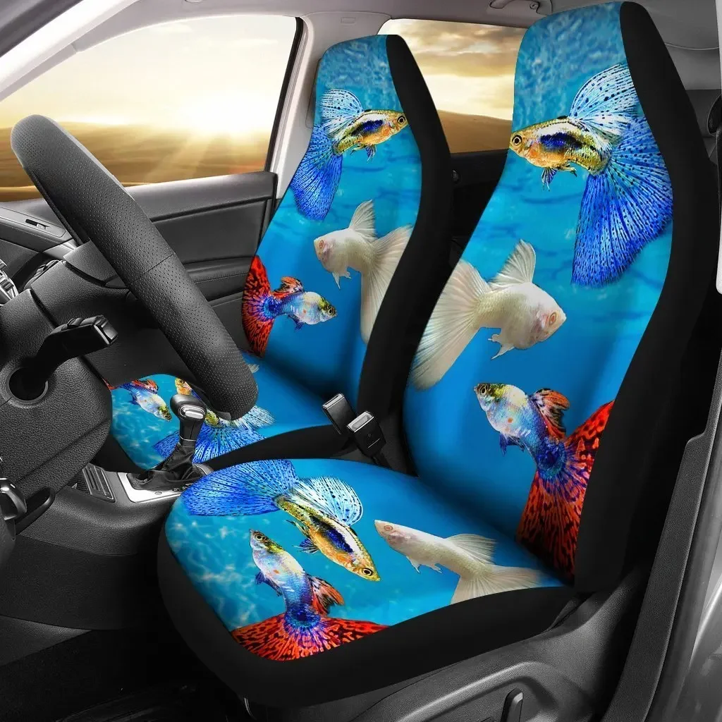 Guppy Fish Print Car Seat Covers Set 2 Pc, Car Accessories Seat Cover