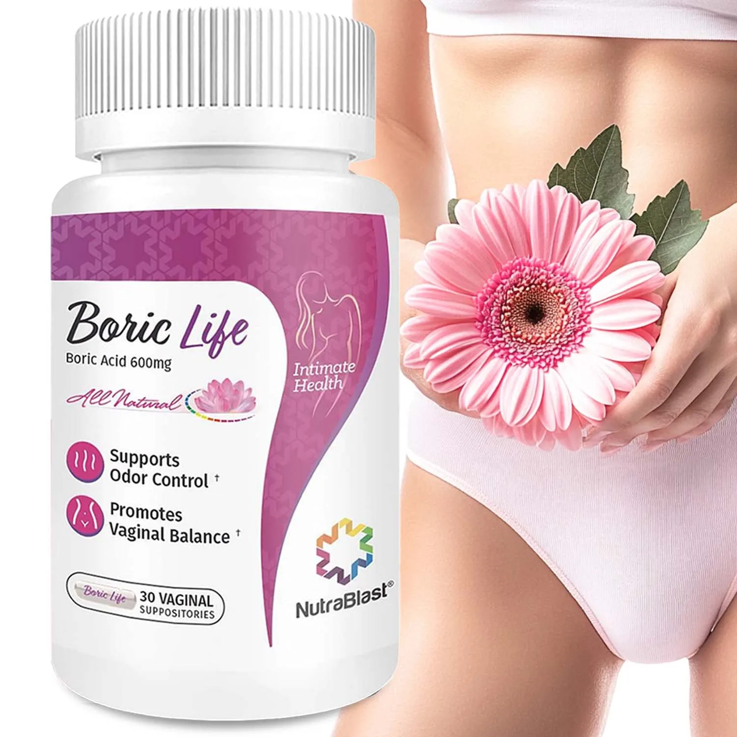 

Boric Acid Vaginal Suppositories - Balance Vaginal Flora, Promote Vaginal Health, Protect your private parts, Reduce Odor