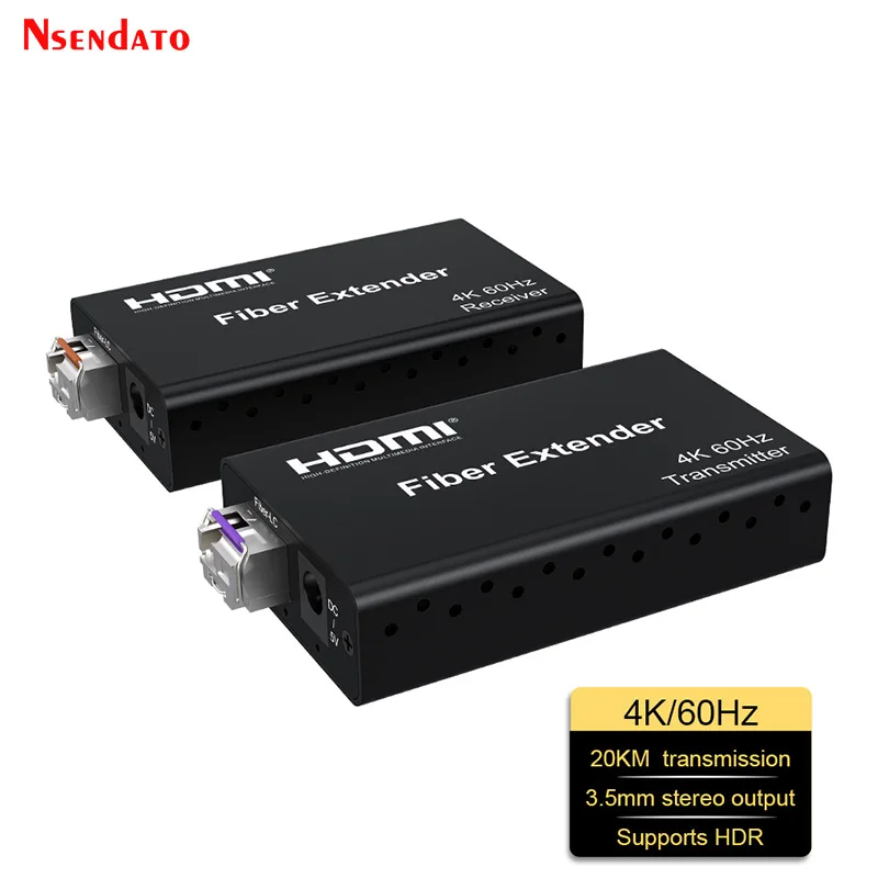 

Оптоволоконный удлинитель HDMI 20 км 4K 60 Гц через оптоволоконный кабель LC HDMI 2,0 оптоволоконный видеопередатчик приемник с аудио для HDCP