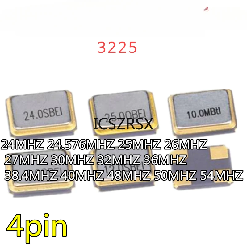 5pcs 3225 SMD OSC oscillator 3.2*2.5MM 4PIN 24MHZ 24.576MHZ 25MHZ 26MHZ 27MHZ 30MHZ 32MHZ 36MHZ 38.4MHZ 40MHZ 48MHZ 50MHZ 54MHZ