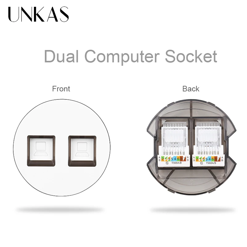 UNKAS A8 White Glass EU French Socket 1 2 3 Gang 1 Way TV RJ12 Telephone RJ45 Computer USB Universal DIY Free Combination Outlet