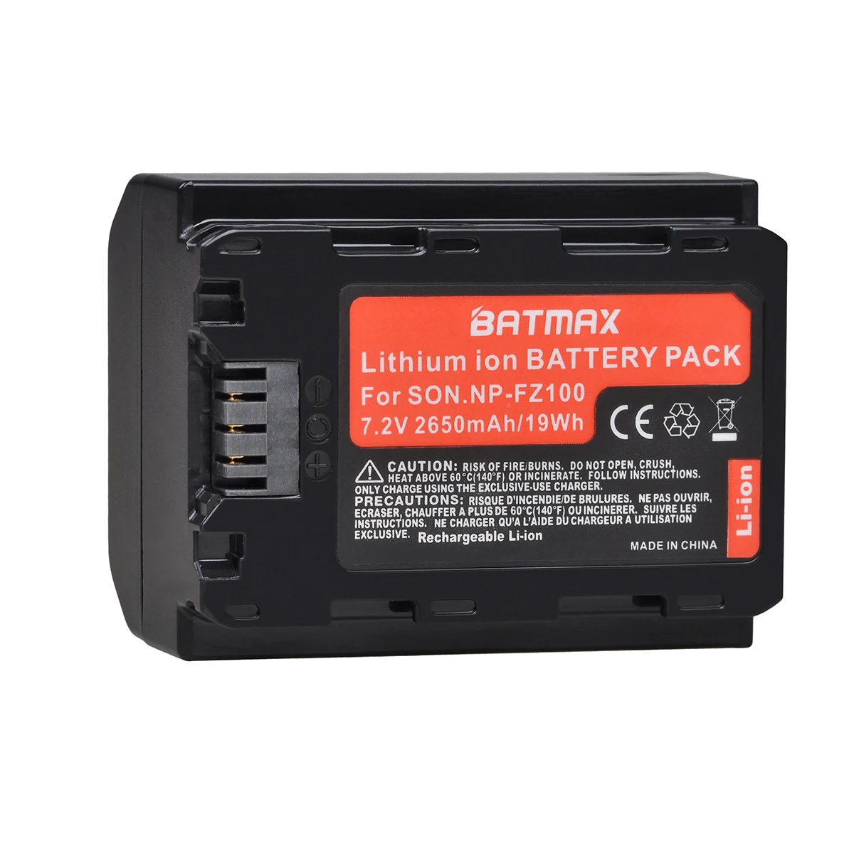 Batmax 2650mAh NP-FZ100 NP FZ100 Camera Battery for Sony Alpha 9, A9R,A7C,A7 III,A7R III,A7R IV,A6600,A6700,ILCE-9,A7 m4,A7 m3