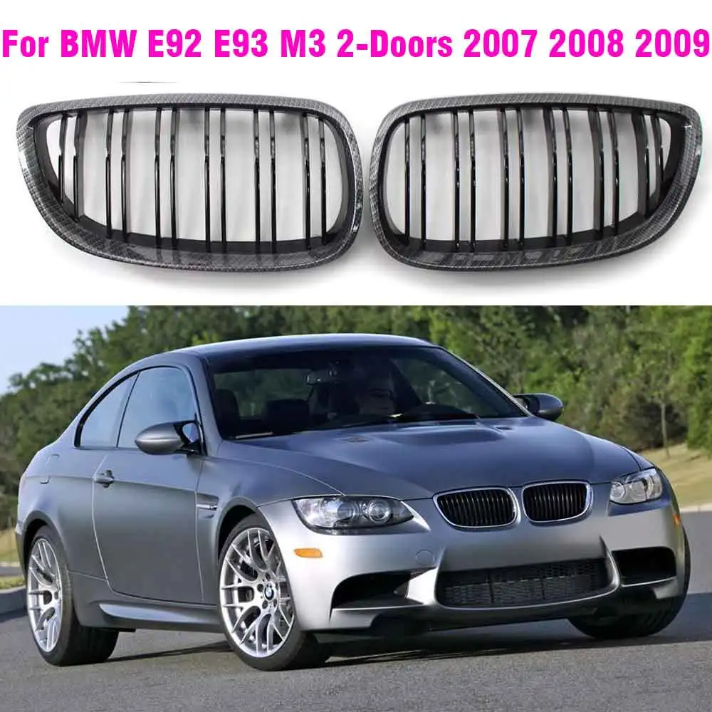 Front Hood Kidney Grille Bumper Semi-carbon Fiber Color Grill Fit For BMW E92 E93 (2006-2009) 3-Series M3 Coupe  Car Accessories