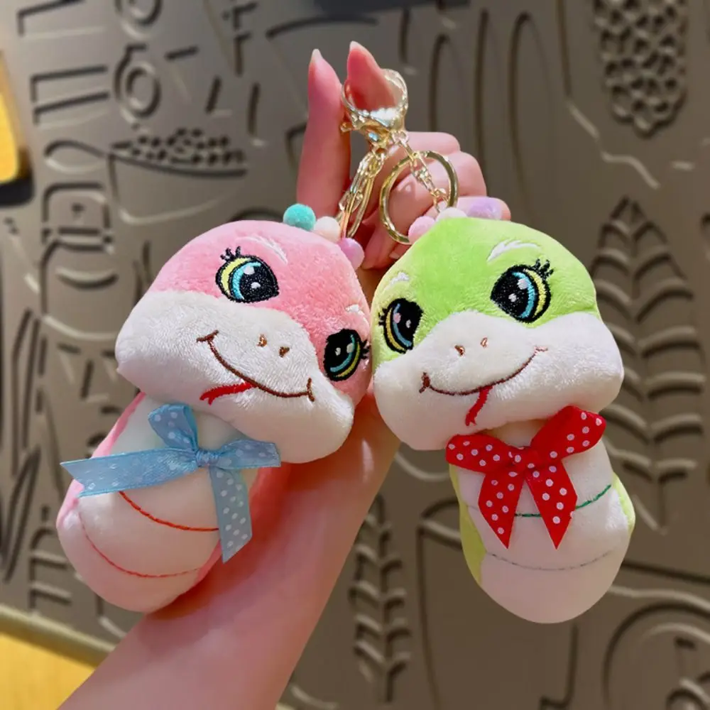 Small Snake Plush Doll Pendant Stuffed Cute Snake Mascot Keychain Bag Hanging Cartoon Funny Snake Plush Toy New Year Gifts