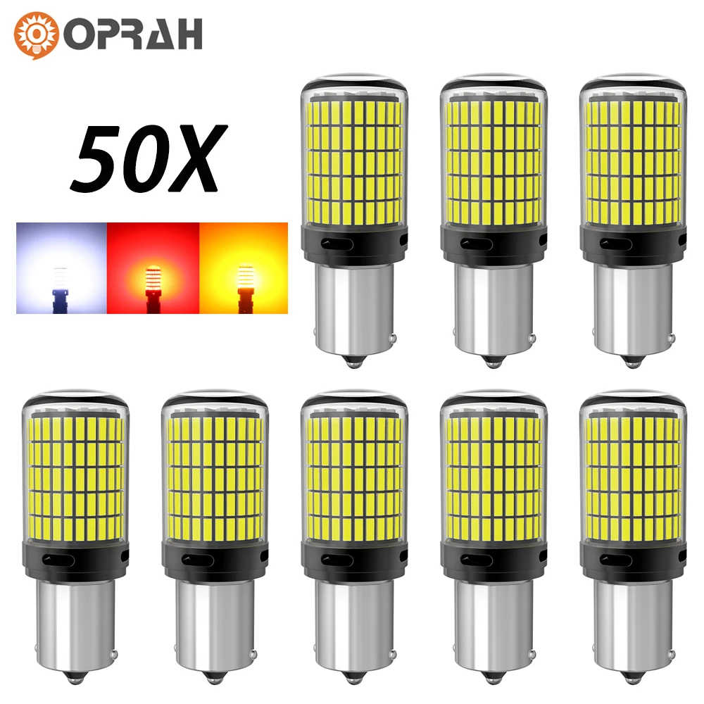 

Oprah 50 шт. 1156 BA15S P21W светодиодный лампы Canbus 4014 150SMD BAU15S PY21W 1157 BAY15D P21/5W 6000k, Белый Сигнал поворота, фонари заднего хода