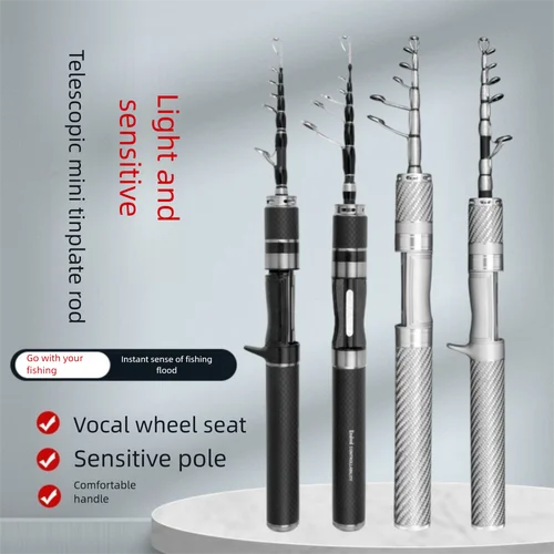 Caña de pescar telescópica, Kits completos, caña de fundición, carrete de pesca Spincast, caña alimentadora, Combo de 1,5 m-1,8 m, juego de cañas de pescar ultracorto
