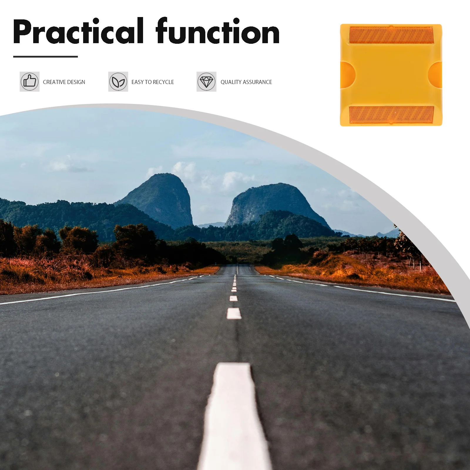 علامات الطريق العاكسة للسلامة، رصيف عاكس للضوء، رؤية عالية للقيادة الليلية، مقاومة للعوامل الجوية، قابلة لإعادة الاستخدام، سهلة التركيب