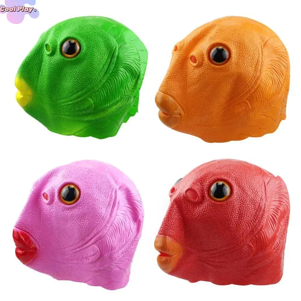 Dress Party Funny Cosplay Halloween Cosplay Costume Mask Fish Face Cover Fish Head Mask Toy Green Fish Headgear Party Helmet