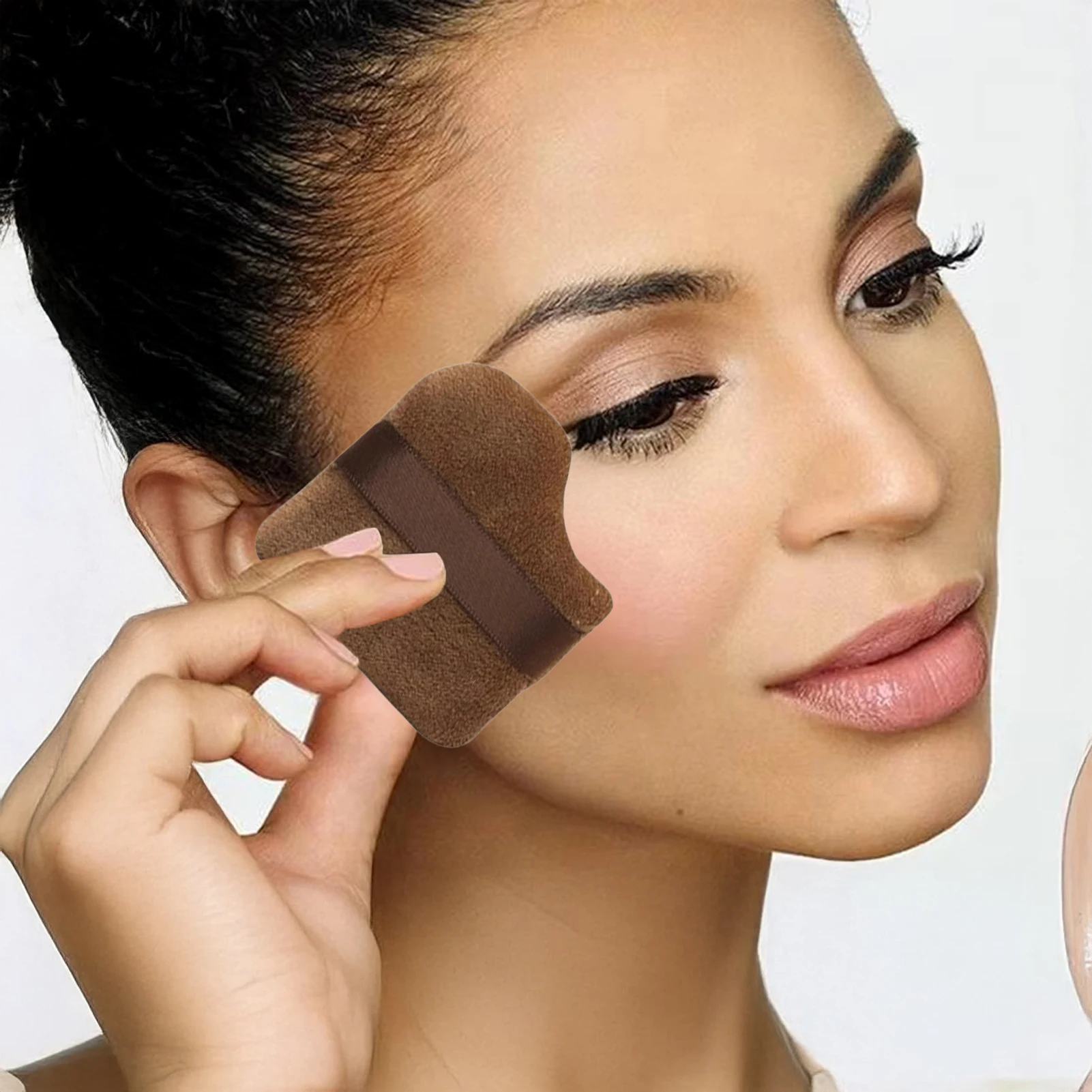 6Pcs Chocolate Cookie Puff Sponge Set - Velvet Powder Puff, Mini Thumb Sponge for Loose Powder & Cushion Foundation