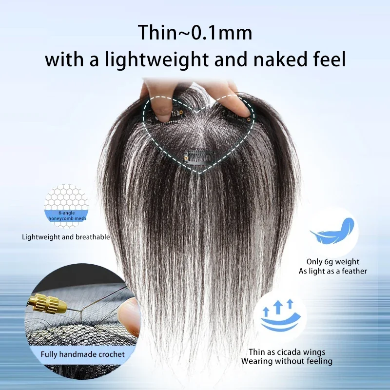 25cm 100% Human Hair Women\'s Natural Forehead Whitening Hair Enhancement Head Curtain 3D Bangs Increase Hair Volume