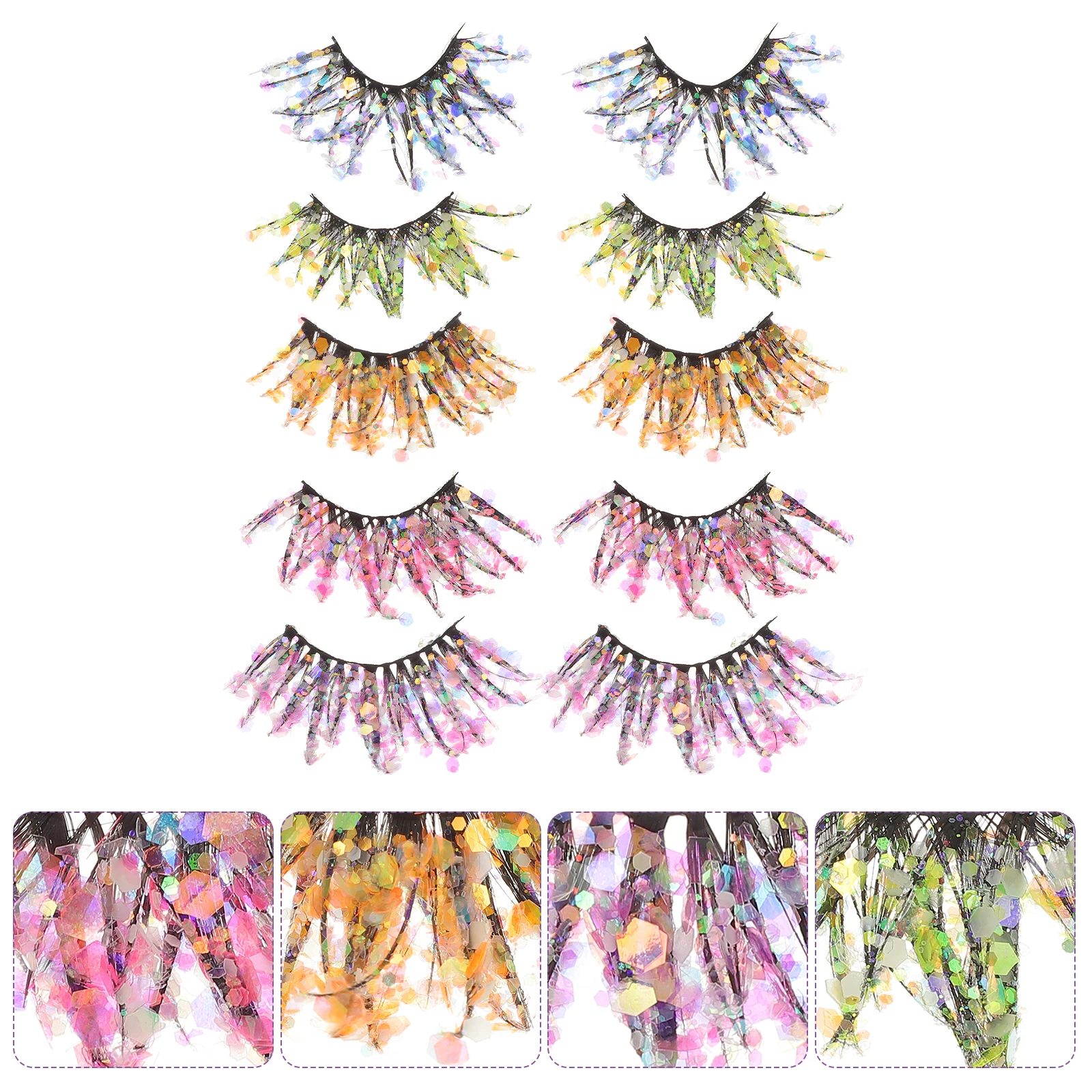 

Luminous False Eyelashes Colorful Glitter Extensions Light Flexible for Halloween Christmas Party Cosplay Festival