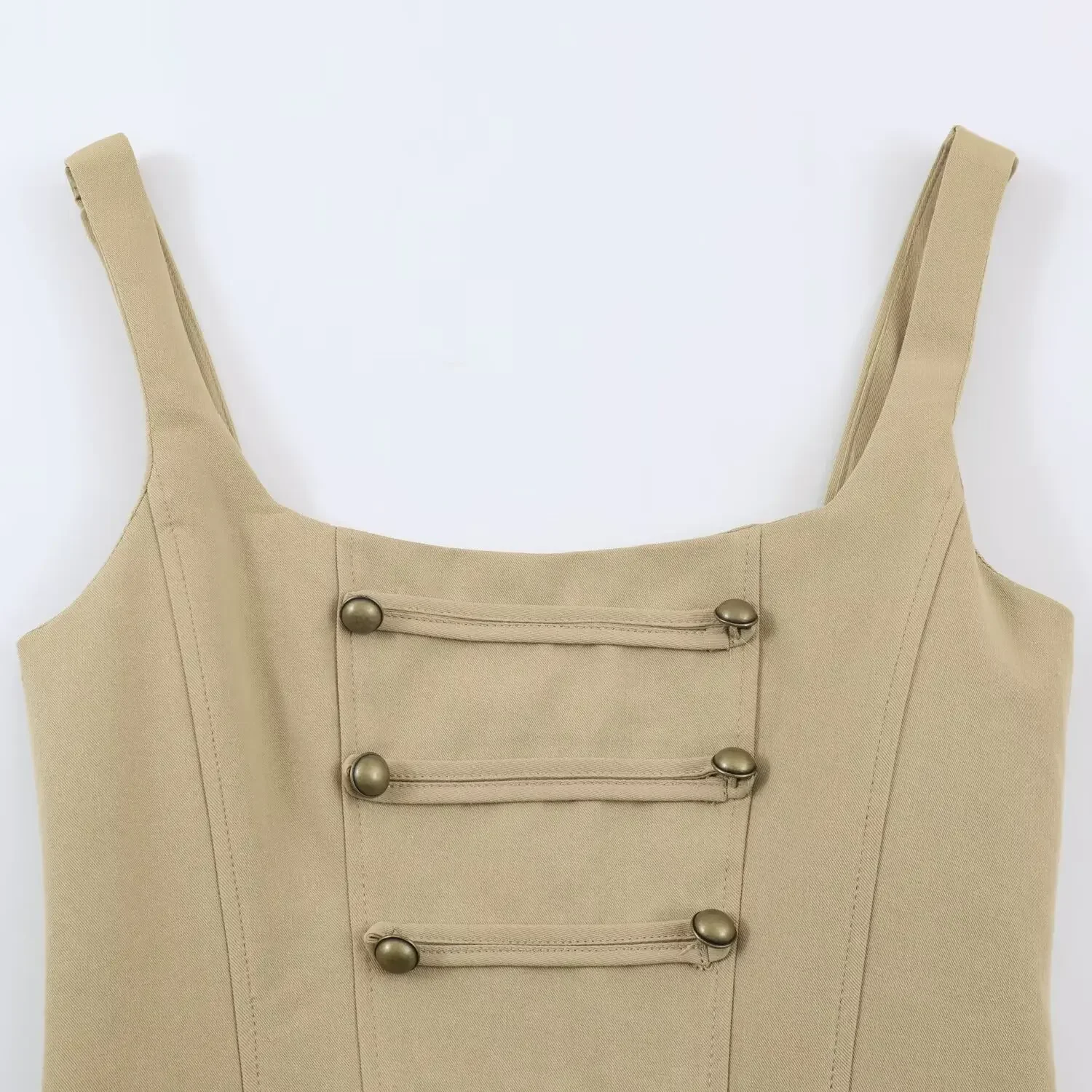 KONDALA Damen Sexy Schickes Korsett-Top mit Vintage-Knöpfen, Schlanke Weste, Neu 2026, Sommer-Trend, Street-Style Party-Trägerweste – Detail 5