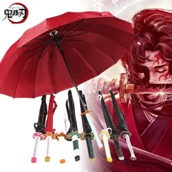 Demon Slayer Katana Umbrella Long UV Black Parasol Kimetsu No Yaiba Tanjirou Samurai Sword Sabre Umbrellas Large Anime Parasol