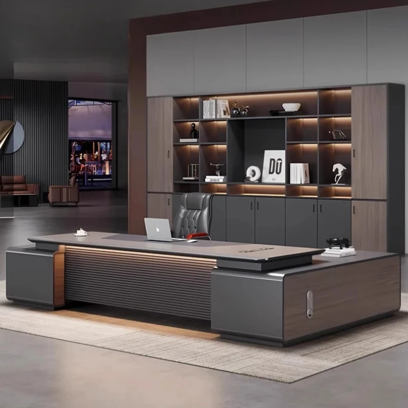 L Shaped Luxury Office Desk Designer Working Asthetic Modern Gaming Desk Adjustable Height Electric Escritorio Office Furniture