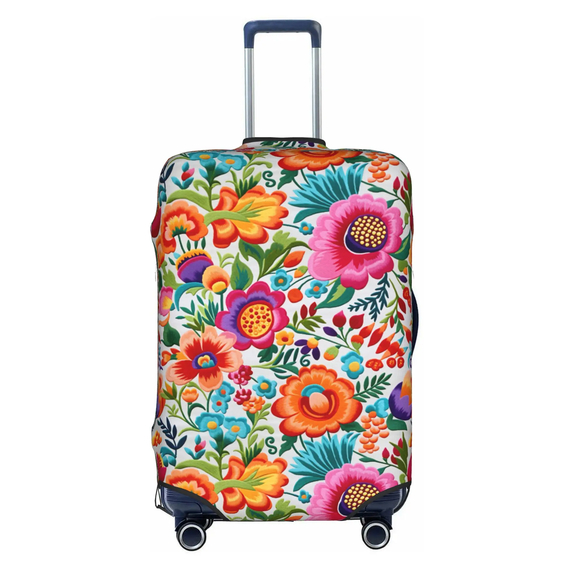 Fashion Mexican Otomi Flowers  Luggage Cover Protector Elastic Fl Travel Suitcase Covers