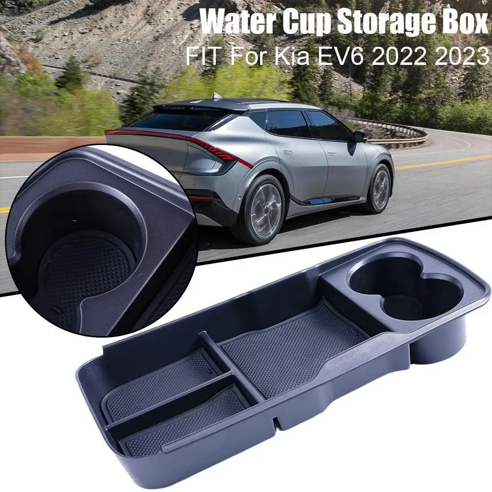 

Fit For Kia EV6 2022 2023 ABS Black Interior Armrest Console Central Storage Box Water Cup Shelving Car Interior Accessories