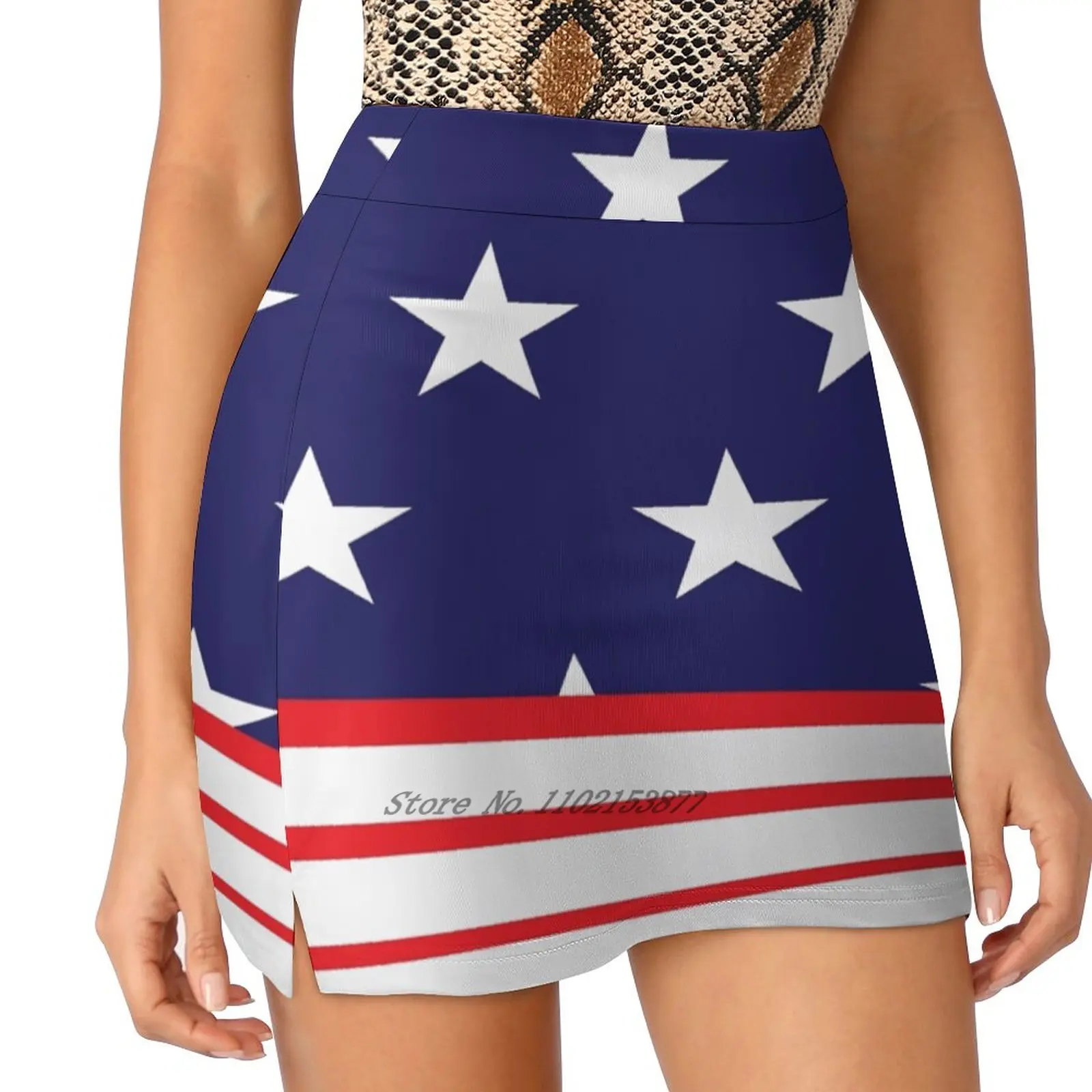 American Pattern Women's Fashion Sporting Skirt With Pockets Tennis Golf Running Skirts American Flag Country Stars Pattern