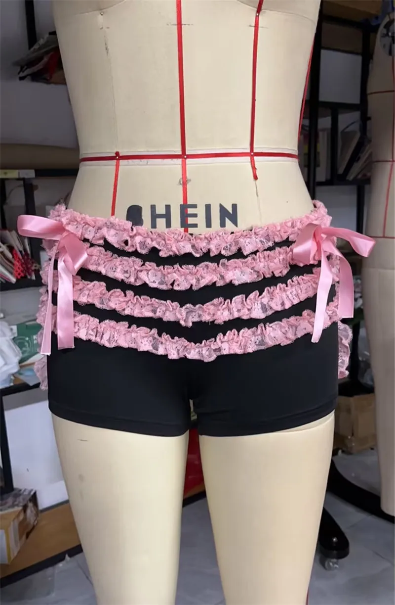 Culotte Gaono à volants pour femmes, culotte Aliments Kawaii, dentelle dégradée, nœud papillon, short de sécurité Lolita, pantalon bouffant