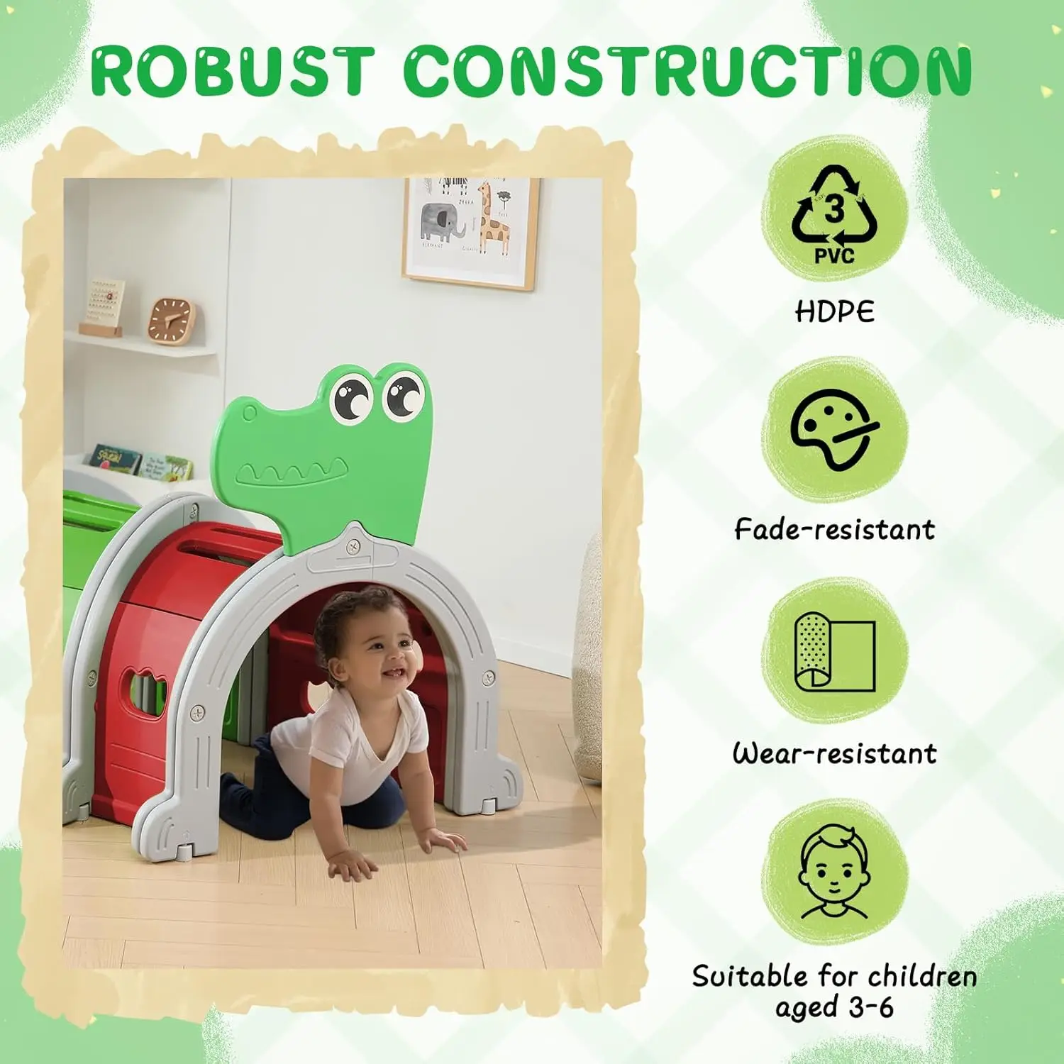 Climbing Tunnel for Kids,Multicolor Play Tunnel Tent Toy for Baby or Pet, Outdoor Indoor Climb and Crawl Through, Play Equipment