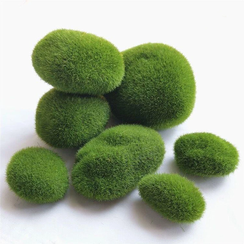 5Pcs Artificial Moss Rocks Decorative, Green Moss Balls, for Floral Arrangements Gardens and Crafting Display