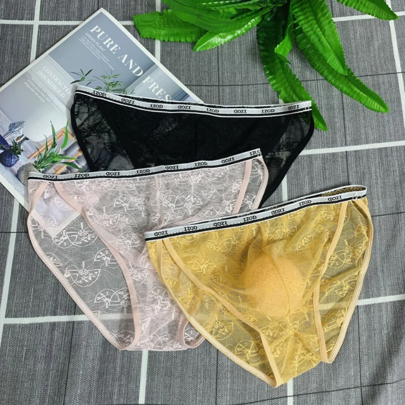 Men's Briefs Lace Transparent U Convex Underwear Ultra-Thin Sissy Pouch Panties Crossdresser Thongs Gays Lingerie Underpants - Image 3