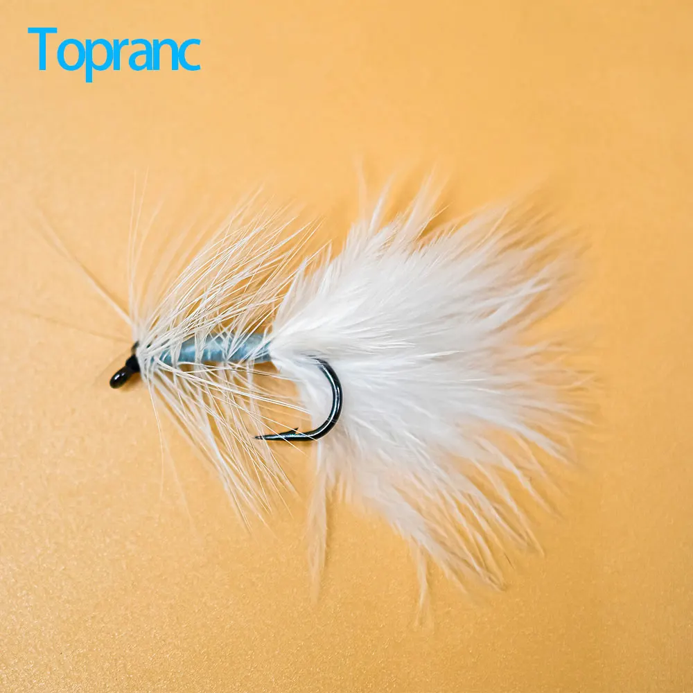 Topranc Weiße Fliegenfischerköder, Nasse Fliegen, Künstliche Garnelenköder für Forellen, Barsche, Panfische, Süßwasser-Flussangeln