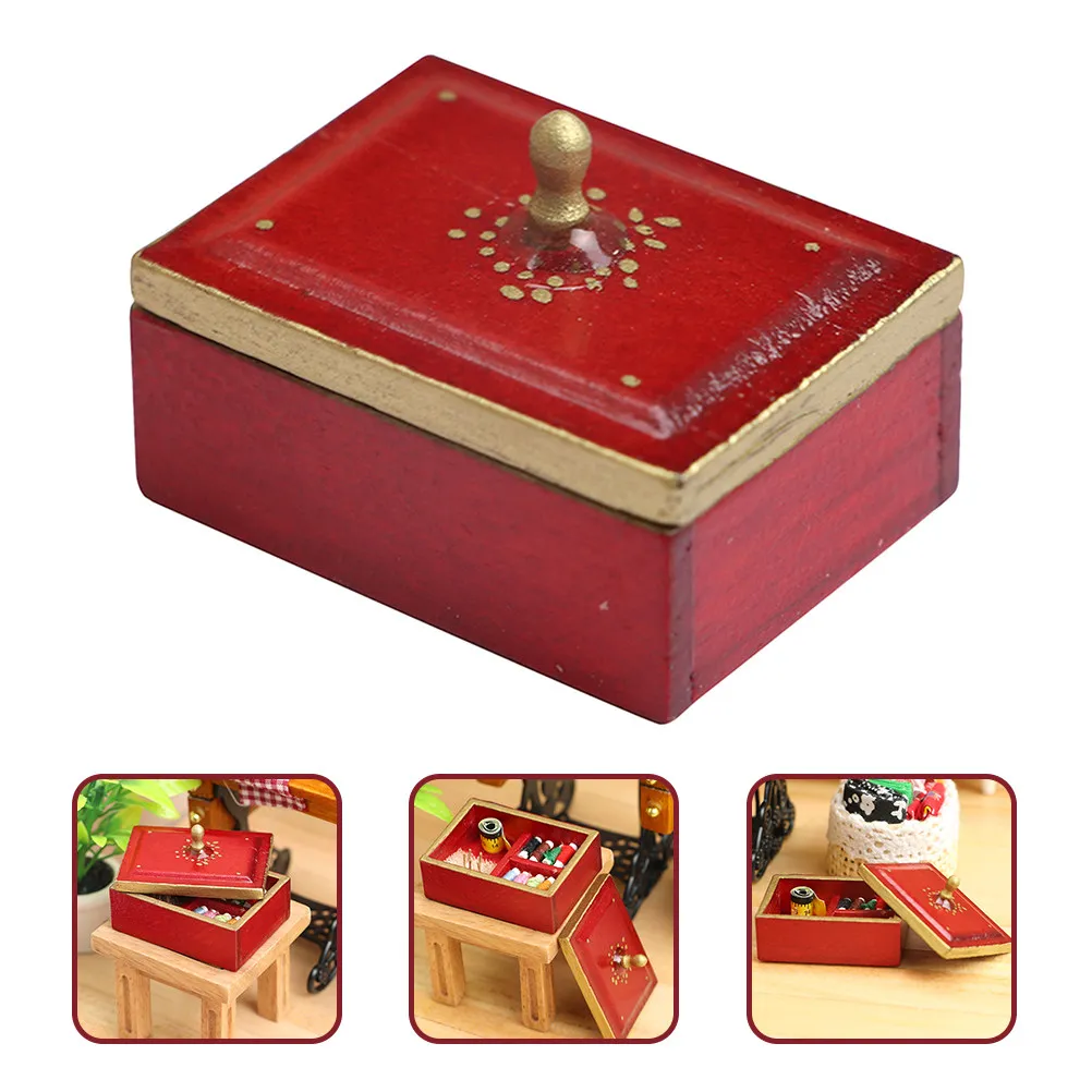 

Miniature Sewing Box Special Design Compact Ornament for Mini House Realistic Decorative Mini House Accessories