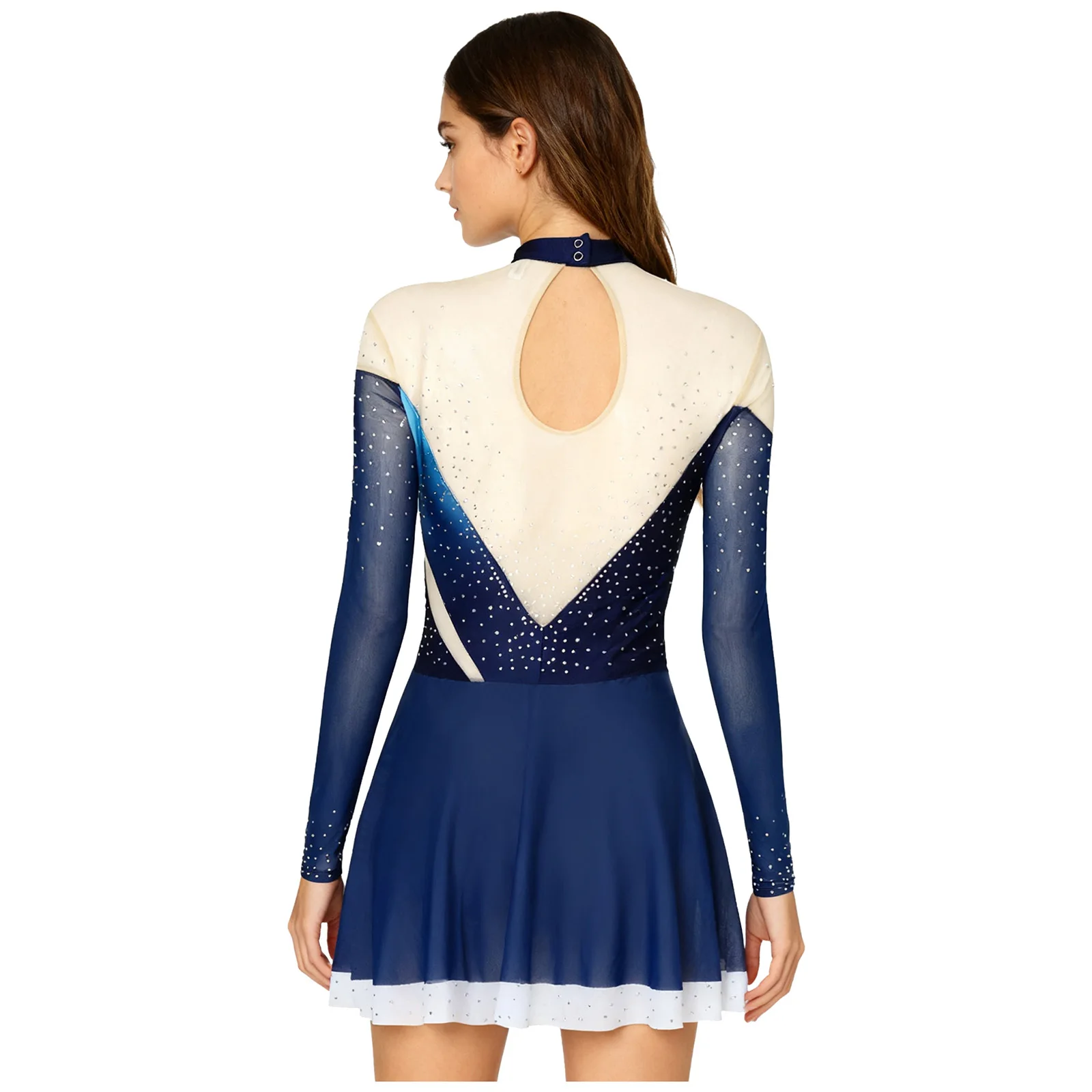 Trajes de patinação artística feminino vestido de dança latina chacha vestido de strass brilhante para performance de palco roupa de dança moderna