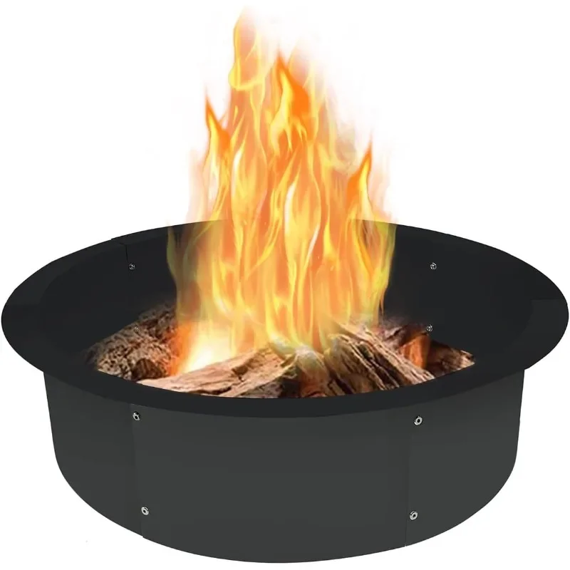 Outdoor Fire Pit Ring Liner 35-Inch Outer/31-Inch Inner Diameter, Heavy Duty Solid Metal Steel Round Firepit Rim