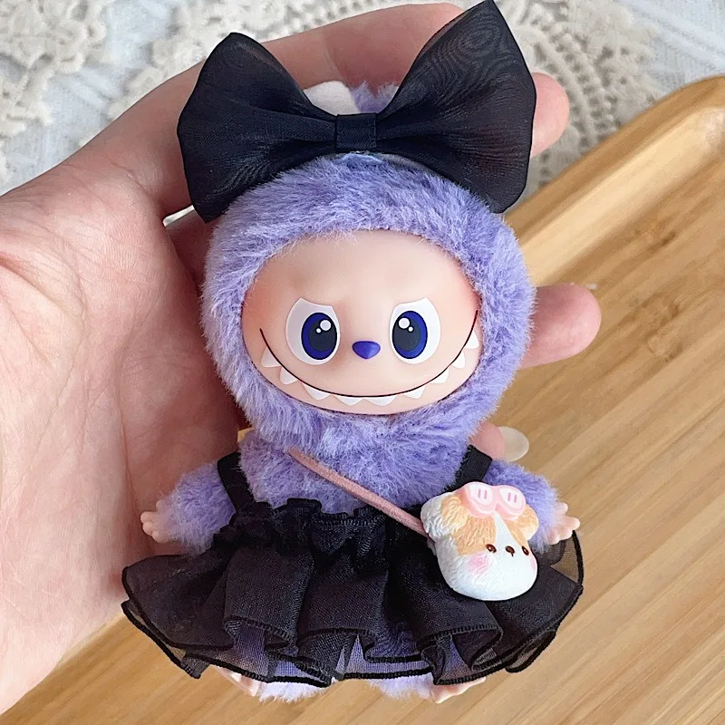 Gonna di garza tinta unita per Labubu4.0 The Monsters Pin For Love Series Mini vestiti per bambole Fashion Design per 10 cm Ropa Labubu