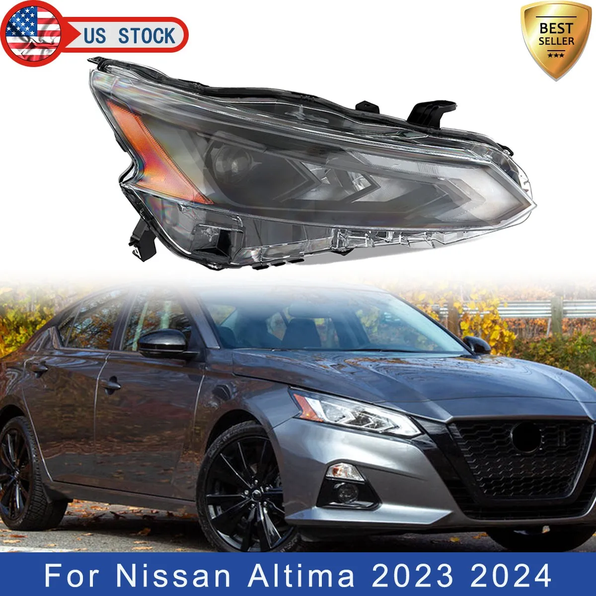 

For Nissan Altima Full LED Car Headlight S SR SV SL Sedan 4-Door 2023 2024 Headlamp Right Side Driving Lights Direct Replacement