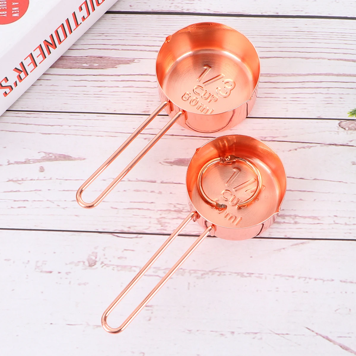 

4pcs Rose Gold Measuring Spoon Set Rustproof Stainless Steel Accurate Measurement Cups 1Cup 1/2Cup 1/3Cup 1/4Cup Kitchen Tool