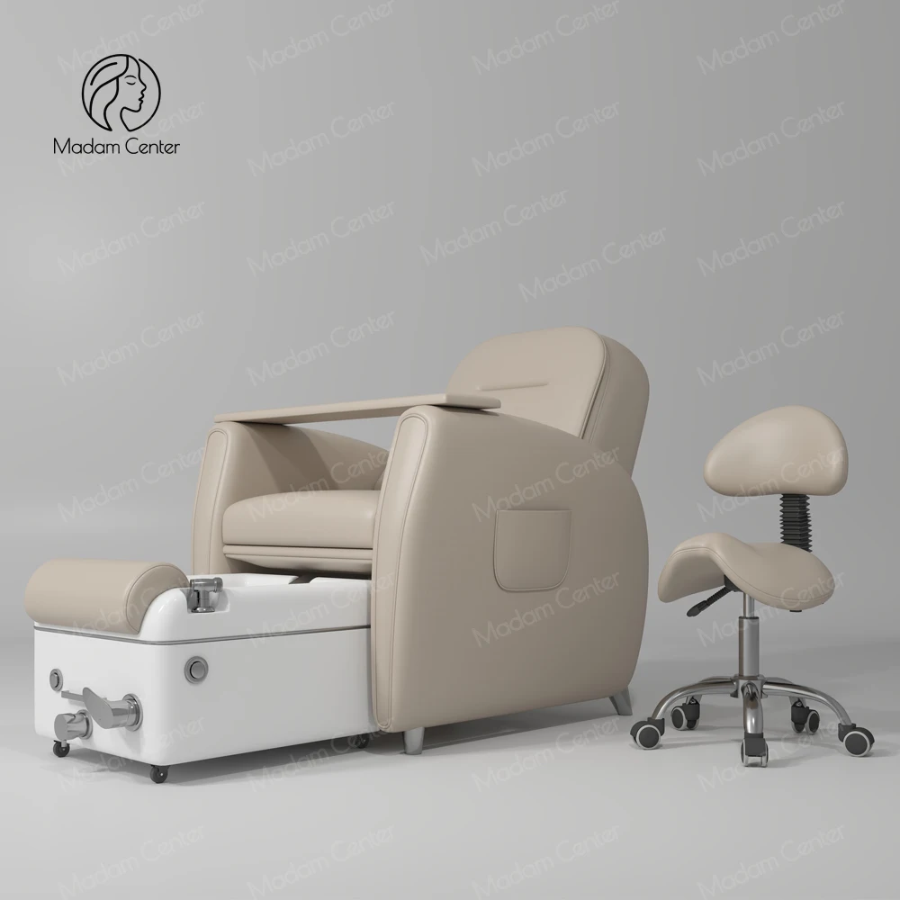

Pedicure Station Modern Manicure Spa Chair with Footrest Plastic Nail Salon Equipment Without Plumbing