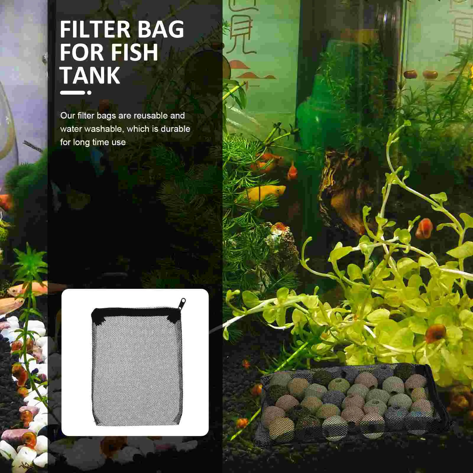 Activated Charcoal Filter Mesh Bag Fish Tank Filtration Device Zipper Fine Aquarium Bags