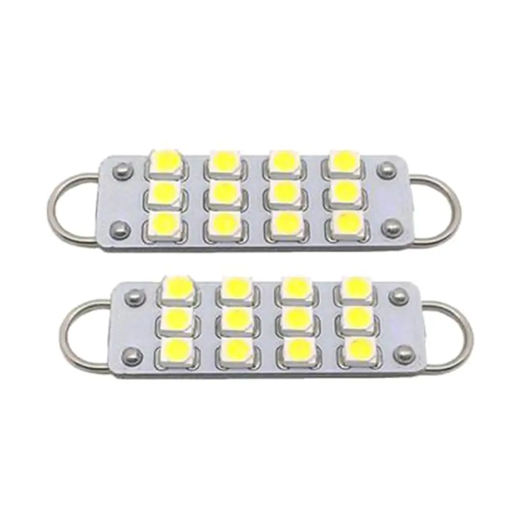 2 Parts 43mm 211-2 212-2 214-2 578 12-SMD 3528 White Rigid Festoon Loop Inner