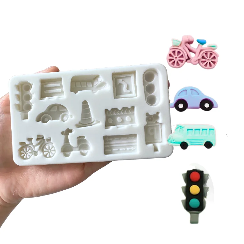 Cake Mold Traffic Lights Vehicle Bus Silicone Mold Transport Sugarcraft Chocolate Fondant Tool Clay Sugarcraft Mould