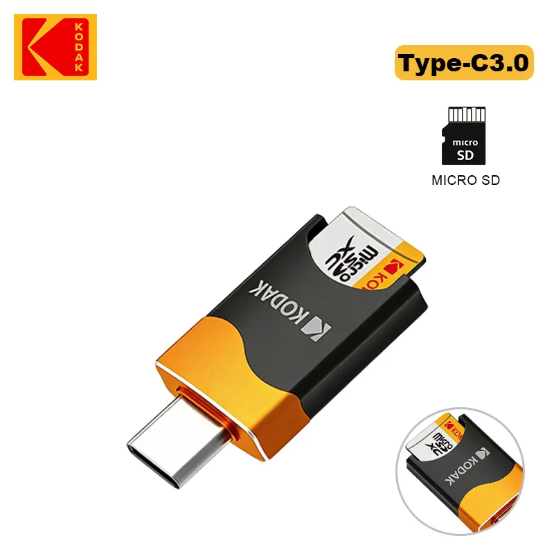 

KODAK T330 High-Speed Micro SD Card Reader Type-C OTG Adapter for Mobile Phones Tablets And Computers TF Memory Card