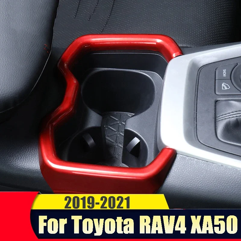 

For Toyota RAV4 XA50 2019-2021 2022 2023 2024 Car Central Control Water Cup Holder Frame Cover Trim Sticker Interior Accessories