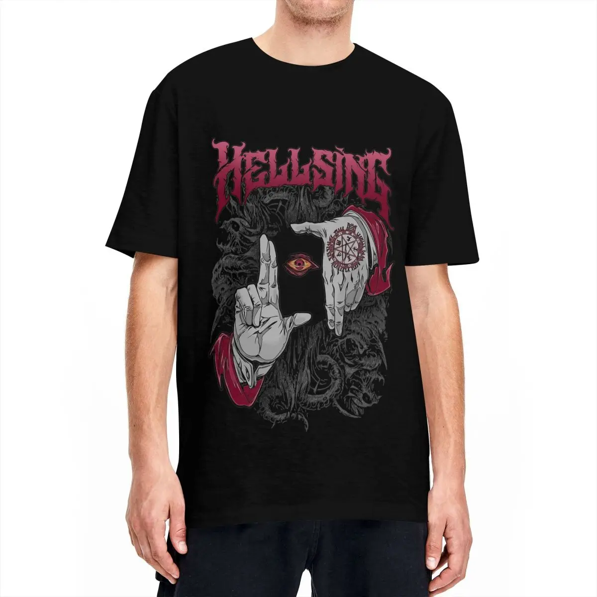 Hellsing Dark Gothic Art T-Shirts Men Women Funny Pure Cotton Tee Shirt O Neck Short Sleeve T Shirts Birthday Gift Clothes