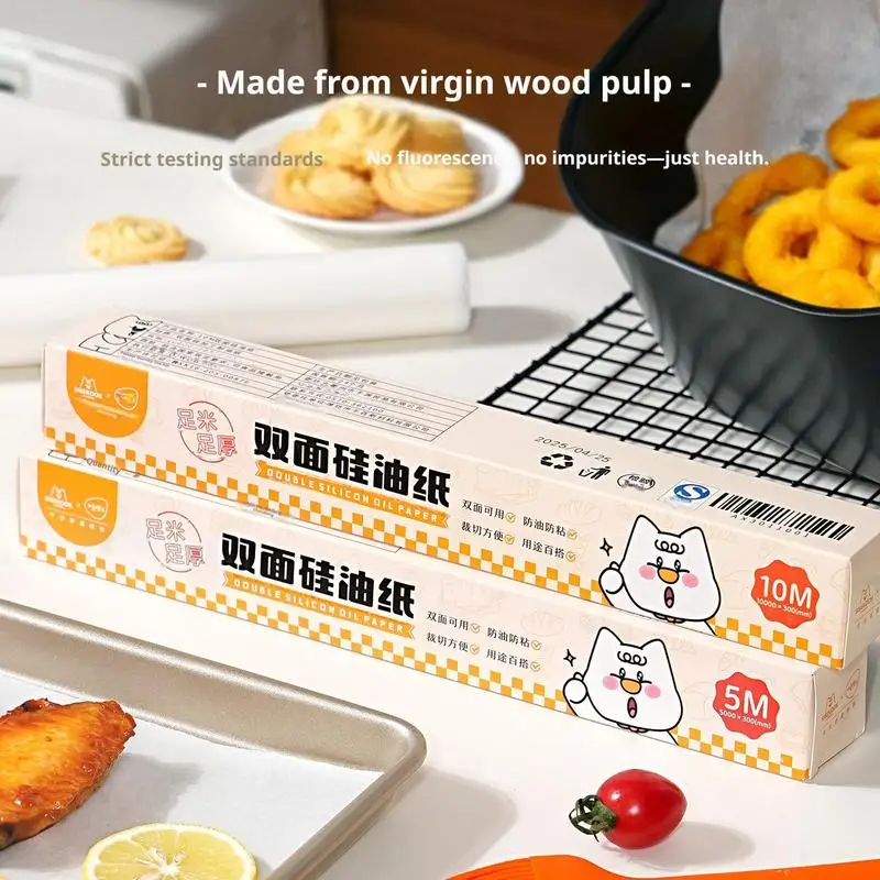 Non-Stick Food Grade Baking Parchment Paper Silicone Coated Oven Liner for BBQ Grill Roasting Baking Tray Greaseproof Paper