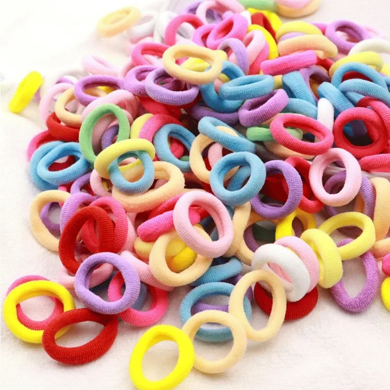 100PCS Colorful Basic Nylon Ealstic Hair Ties for Girls Ponytail Scrunchie Rubber Band Kids Fashion Hair Accessories Ornaments