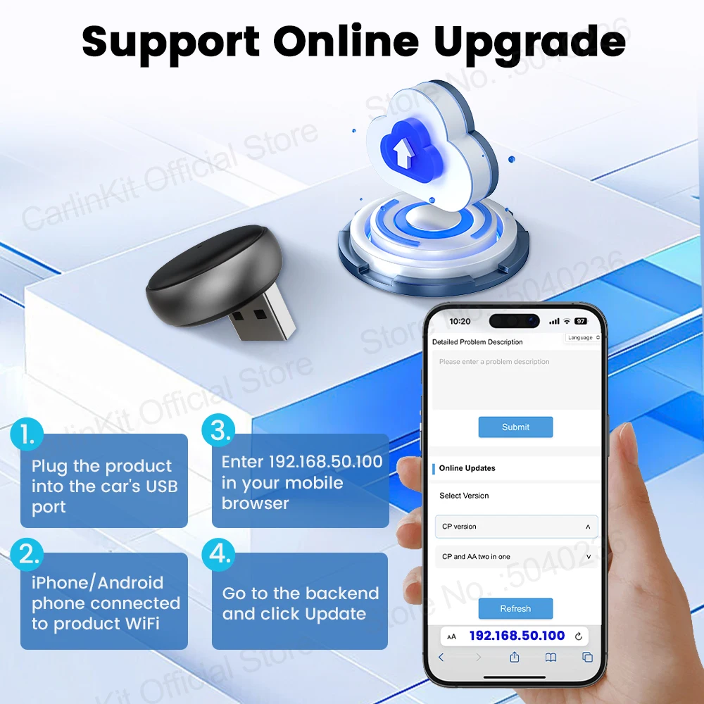 Nuevo CarlinKit 5.0 Mini Ultra3 inalámbrico Android Auto y CarPlay 2 en 1 adaptador inalámbrico WIFI Bluetooth Auto Connect Smart Mini Box Plug and Play para autos