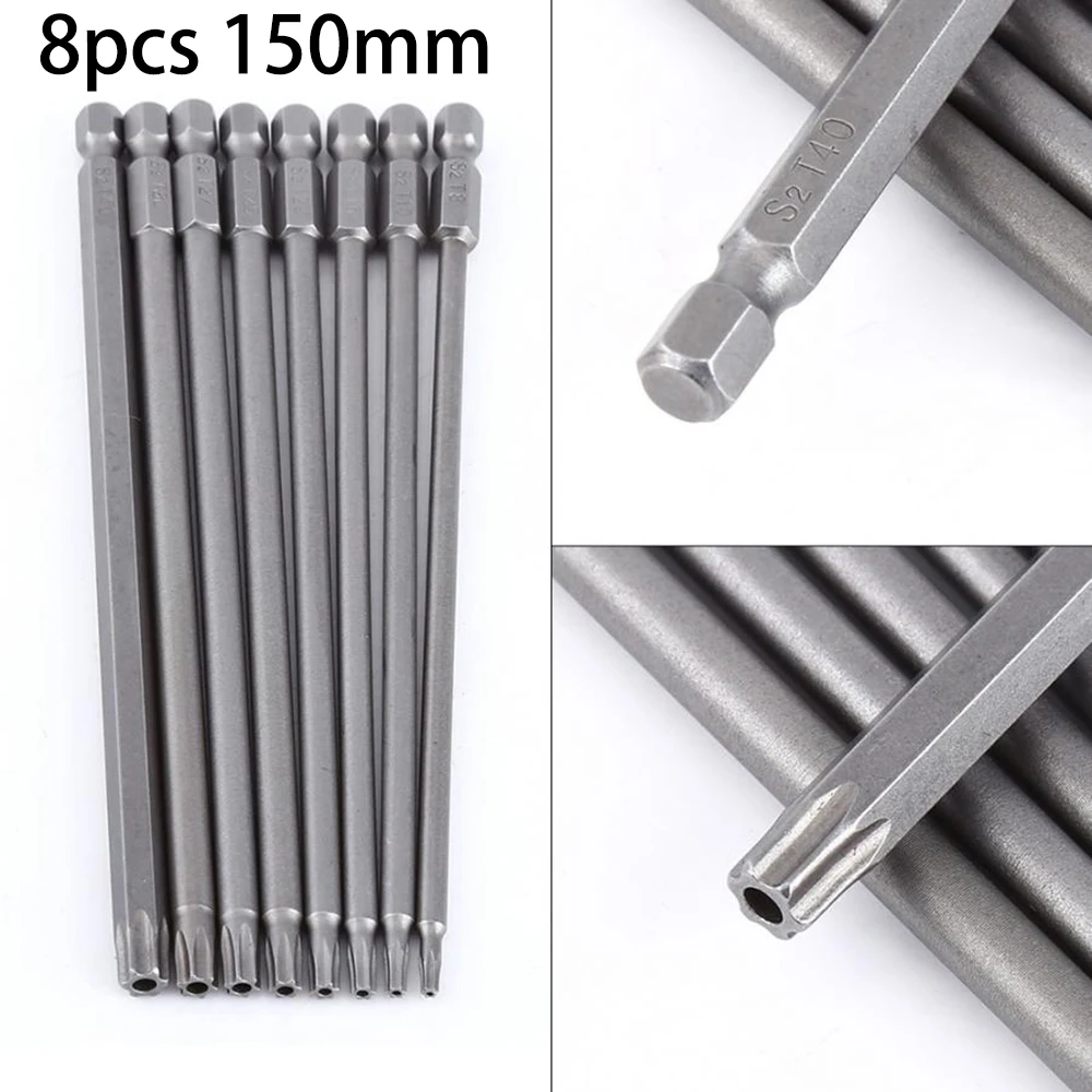 

8Pcs 150mm 1/4 Inch Hex Magnetic Torx Screwdriver Bit Set Hand Tool Hexagon Handle Screwdriver Bit Screwdriver Tool Set