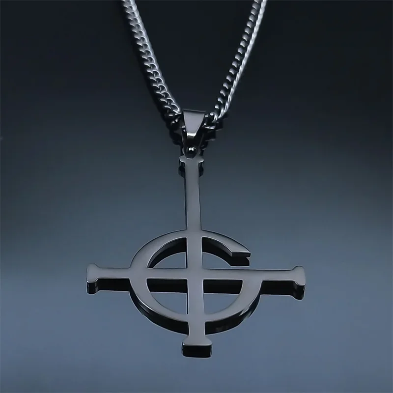 Ghost BC Nameless Pendant Necklace for Women Men Stainless Steel Black Ghoul Band Papa Emeritus Symbol Chain Jewelry N643S06