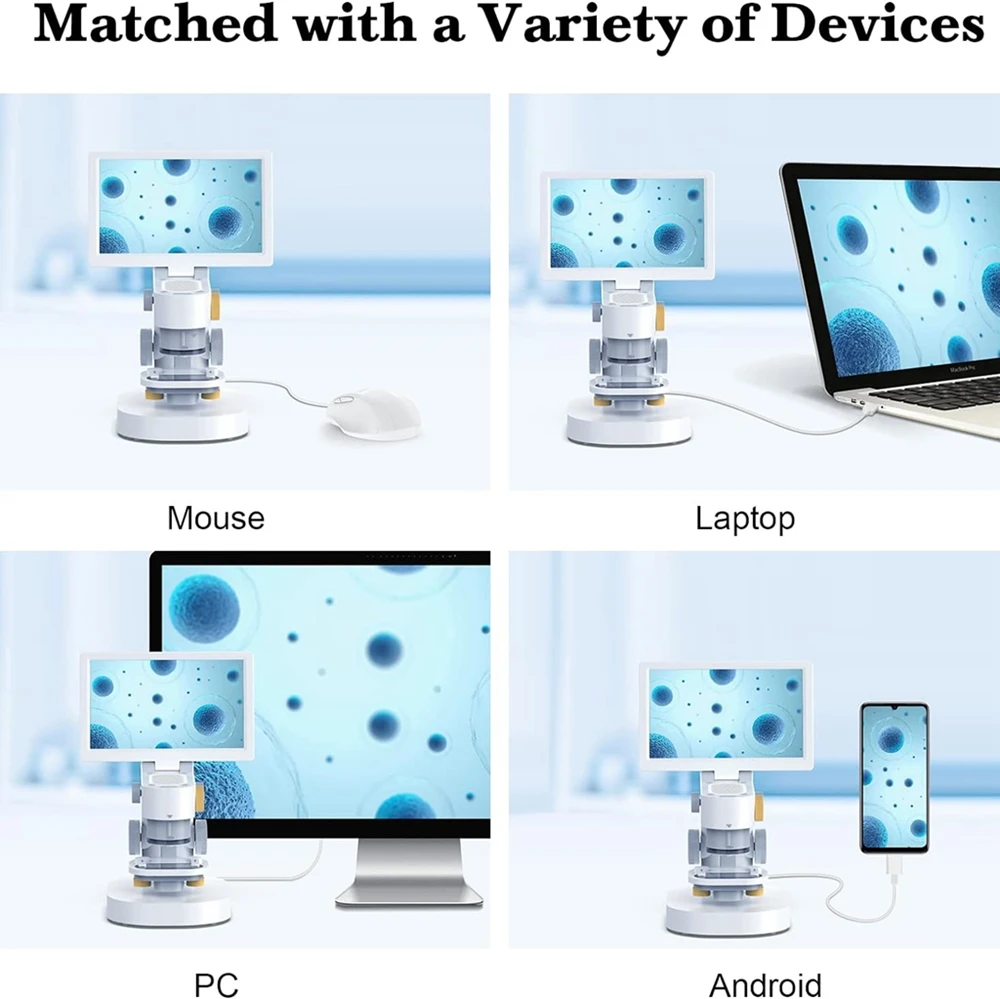 Microscopio biológico Digital con pantalla táctil, lente de objetivo óptico, Triple lupa, cámara de medición STEM, edición, 1600X